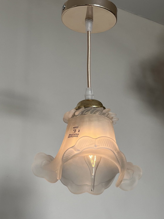 Image 1 of 3 Mini Kroonluchters Hanglampen Vintage Geblazen Glas !