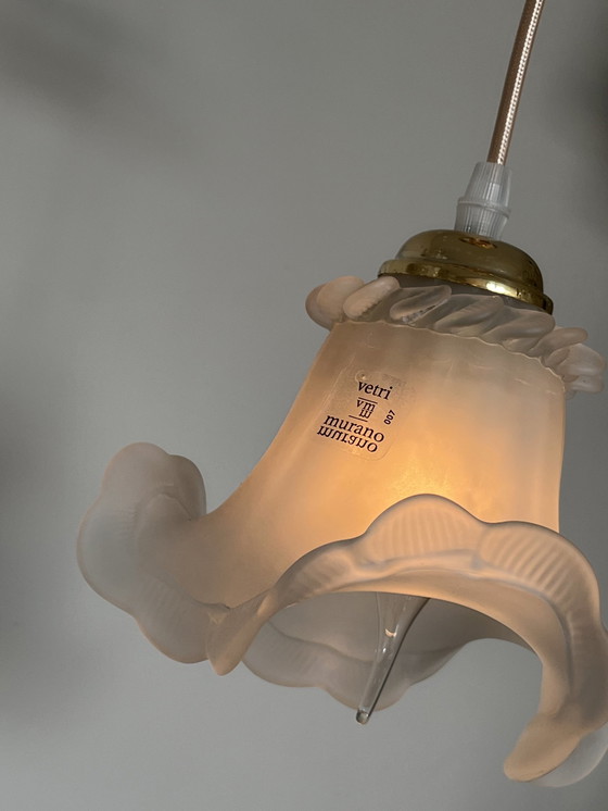 Image 1 of 3 Mini Kroonluchters Hanglampen Vintage Geblazen Glas !