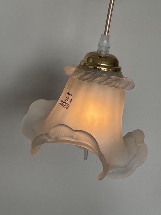 Image 1 of 3 Mini Kroonluchters Hanglampen Vintage Geblazen Glas !