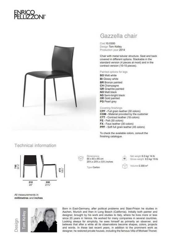 Image 1 of Enrico Pellizzoni Chair Gazzella van Tom Kelly