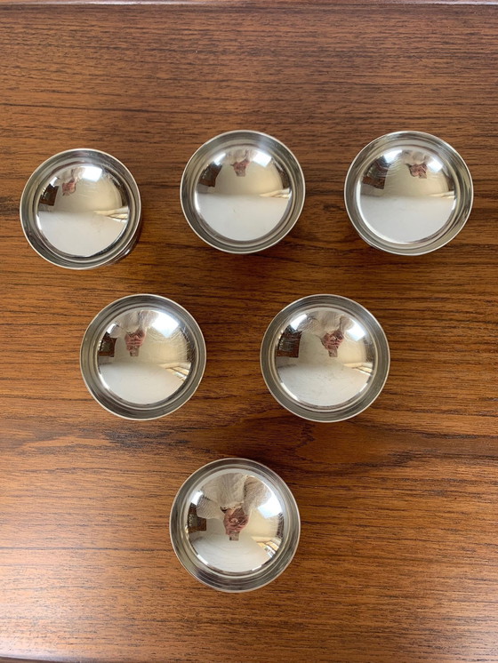 Image 1 of Set van 6 roestvrijstalen dessertkommen, 1970