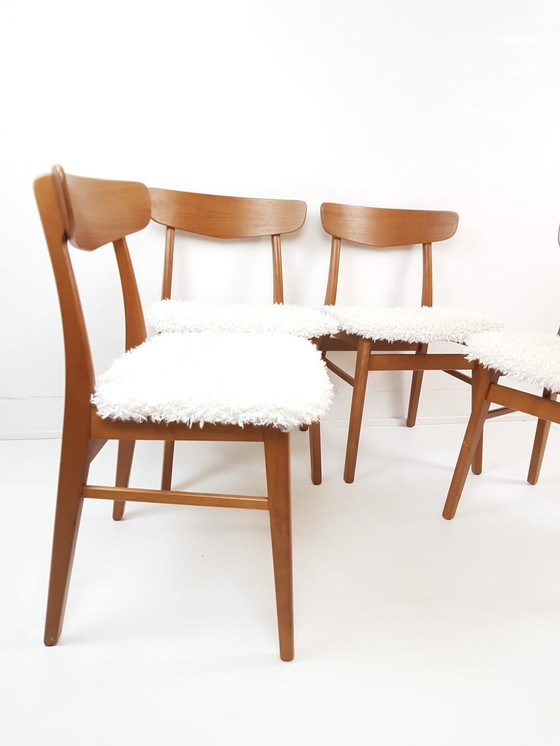 Image 1 of 4 Vintage Eetkamer Stoelen Deens Farstrup | Nieuw Gestoffeerd Doodle