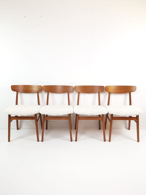 4 Vintage Eetkamer Stoelen Deens Farstrup | Nieuw Gestoffeerd Doodle