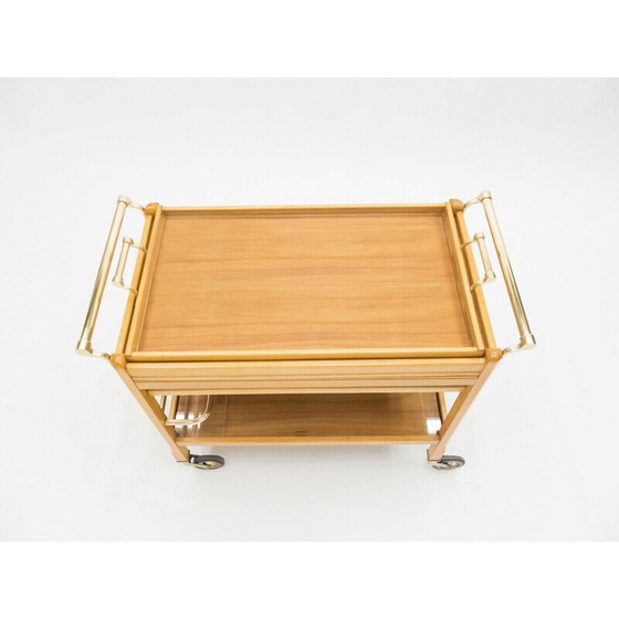 Image 1 of Vintage stalen spiegeltrolley van Jacques Adnet 1940