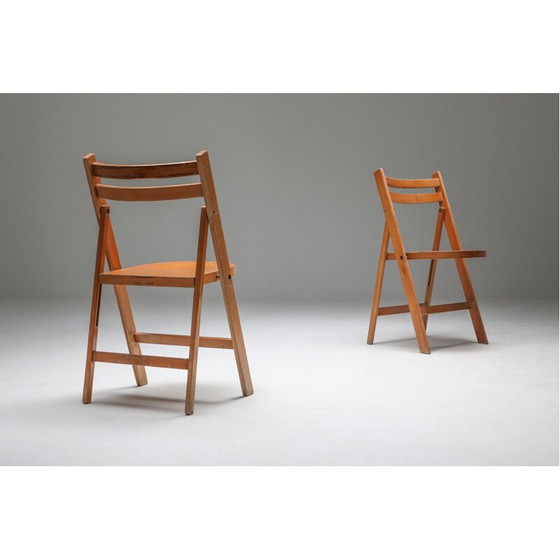 Image 1 of Mid Century Houten Stapelbare Vouwstoelen 1950