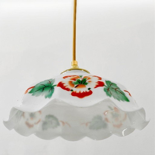 Artdeco hanglamp wit opaline bloem 1930's