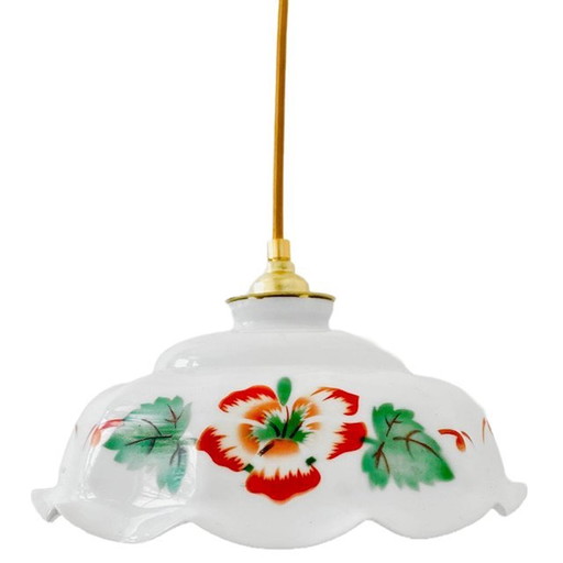 Artdeco hanglamp wit opaline bloem 1930's