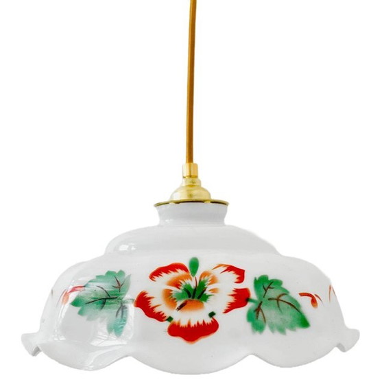 Image 1 of Artdeco hanglamp wit opaline bloem 1930's