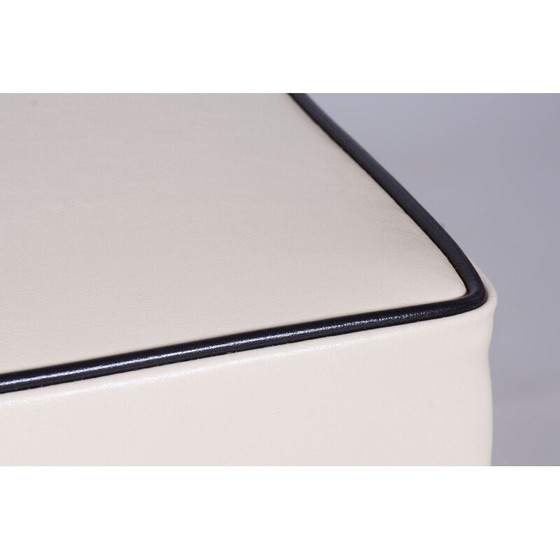 Image 1 of Vintage Bauhaus kruk-tafel in leer en verchroomd staal, Italië 1930