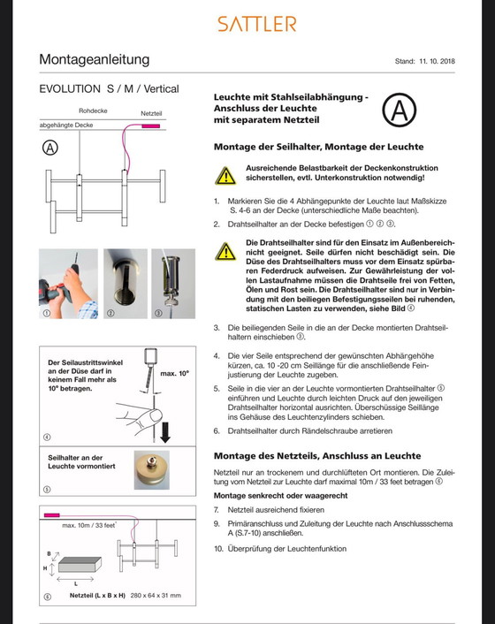 Image 1 of Sattler Evolution S Led Hanglamp