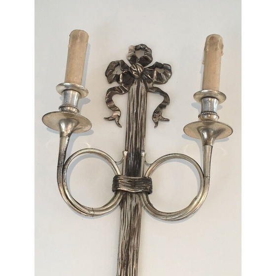 Image 1 of Paar vintage zilverbronzen wandlampen, 1960