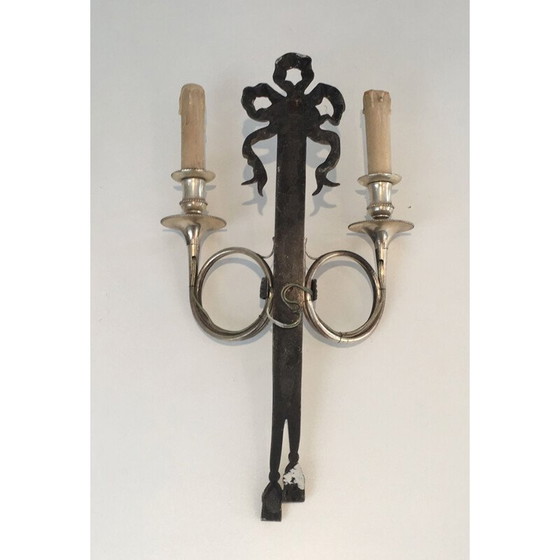 Image 1 of Paar vintage zilverbronzen wandlampen, 1960