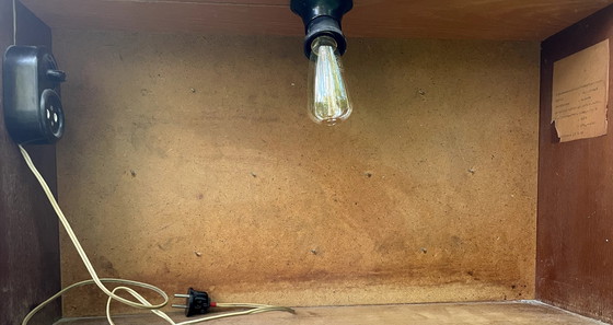 Image 1 of Likeur- en tv-meubel met spiegelvoet en achtergrondverlichting / Vintage