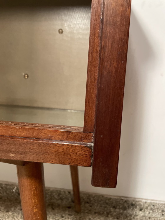 Image 1 of Likeur- en tv-meubel met spiegelvoet en achtergrondverlichting / Vintage