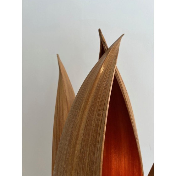 Image 1 of Decoratieve vintage tafellamp in palm en touw, Frankrijk 1970