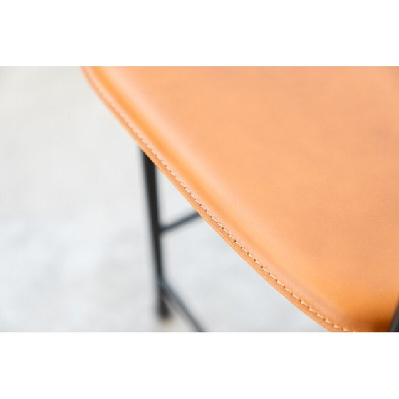 Image 1 of Set van 6 vintage aluminium en leren stoelen, 1980