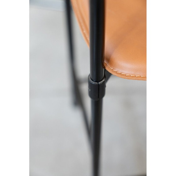 Image 1 of Set van 6 vintage aluminium en leren stoelen, 1980