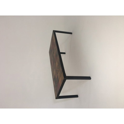 Vintage keramische salontafel met zwart metalen onderstel