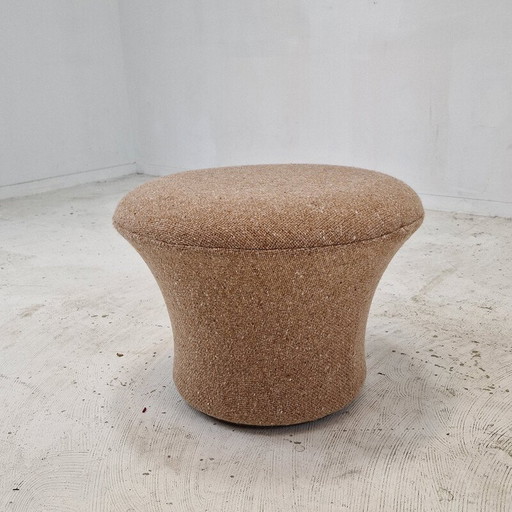 Vintage fauteuil met paddenstoel voetenbank in wollen stof van Pierre Paulin voor Artifort, 1960