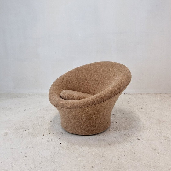 Image 1 of Vintage fauteuil met paddenstoel voetenbank in wollen stof van Pierre Paulin voor Artifort, 1960
