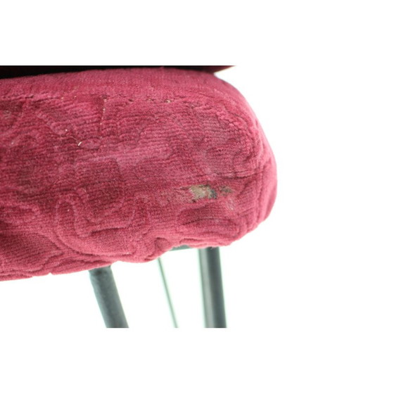 Image 1 of Paar metalen en stoffen krukjes uit de Mid Century, Tsjecho-Slowakije 1970