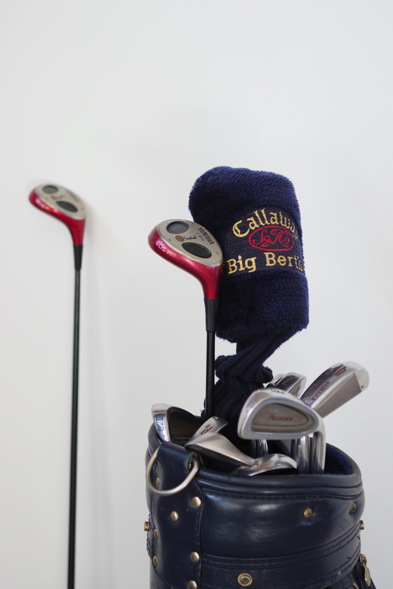 Image 1 of Vintage Yamaha golfset - Leren tas met complete 14-club collectie