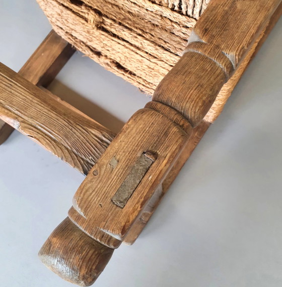 Image 1 of 2 X Provinciaal Kastanjehouten Spanisch Touw Stoelen Midden 1700S