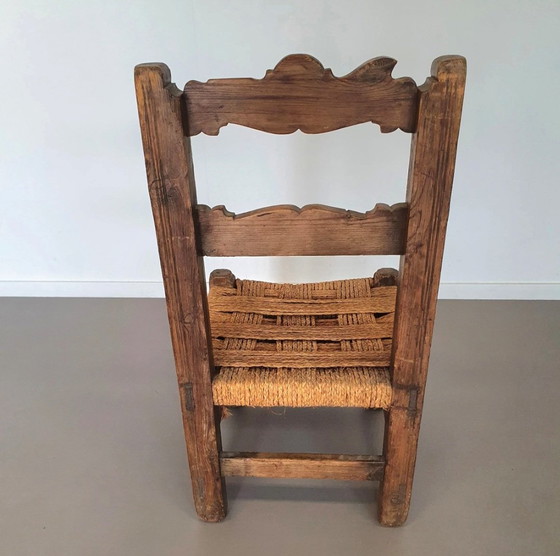 Image 1 of 2 X Provinciaal Kastanjehouten Spanisch Touw Stoelen Midden 1700S