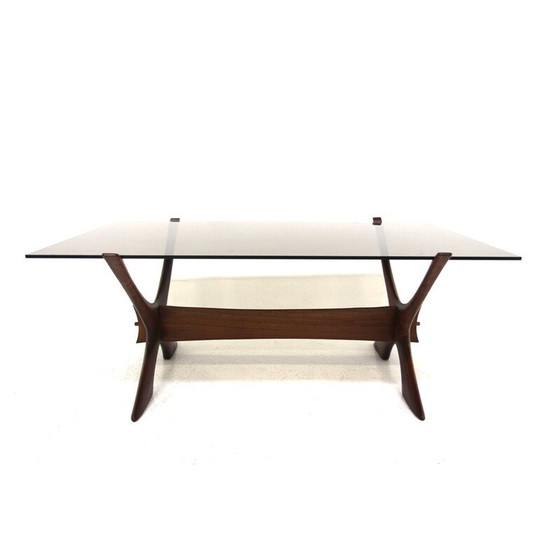Image 1 of Vintage "Condor" salontafel in teak en glas van Fredrik Schriever-Abeln voor Örebro Glasfabrik, Zweden 1960