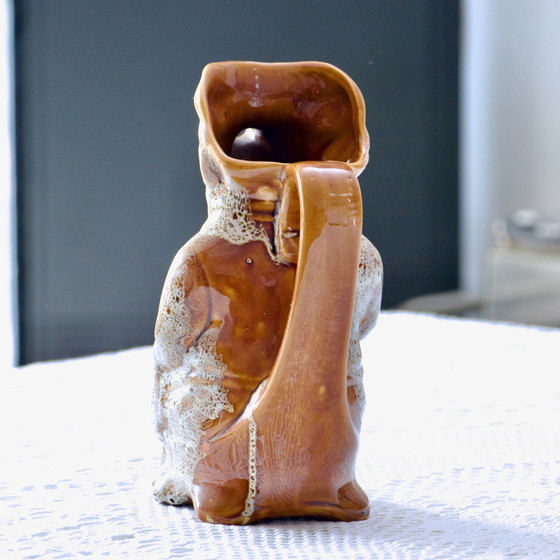 Image 1 of Antiek steengoed Zoomorph Varken Karaf Geëmailleerd Schuim