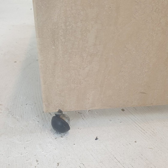 Image 1 of Set van 3 vintage Italiaanse travertijnen nesttafels, jaren 1980