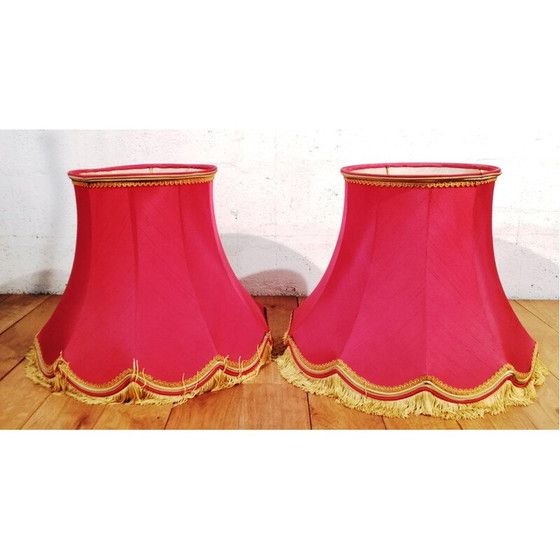 Image 1 of Vintage plafondlamp in rode stof