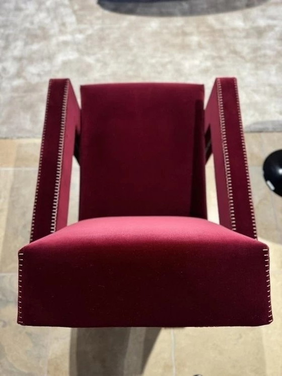 Image 1 of 2x Cassina Fauteuil 637 Utrecht (Nieuw-Nooit Gebruikt) In Vinaccia/Bordeaux Wol.