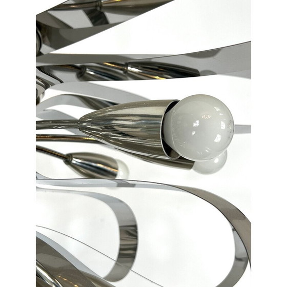 Image 1 of Paar vintage chromen kroonluchters, Italië 1970