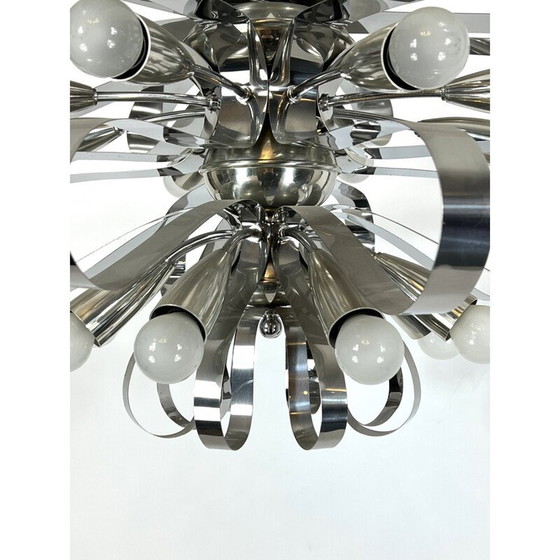 Image 1 of Paar vintage chromen kroonluchters, Italië 1970