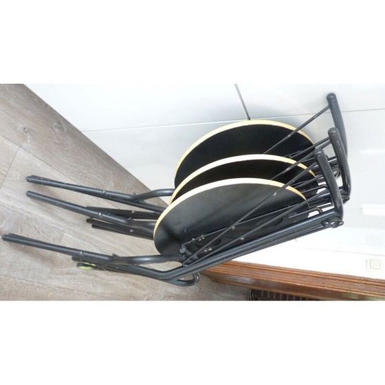 Image 1 of Set van 3 belgische zwarte klapstoelen - jaren 1970