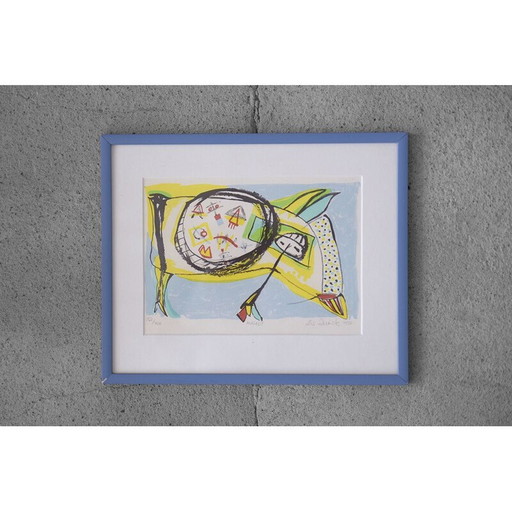 Litho vintage Maskot par Lis Zwick, 1996