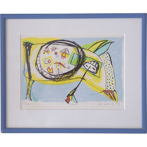 Litho vintage Maskot par Lis Zwick, 1996