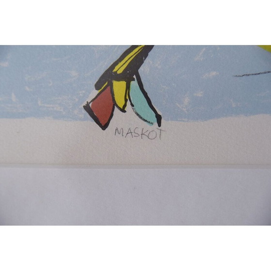 Image 1 of Litho vintage Maskot par Lis Zwick, 1996