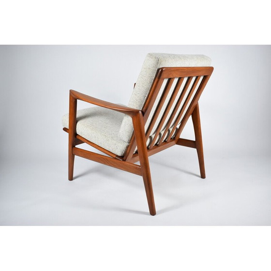 Image 1 of Vintage fauteuils in teakbeits en stof voor Swarzędz, 1960