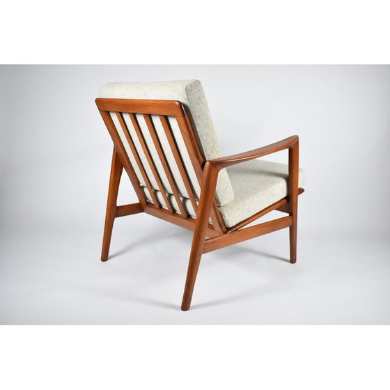 Image 1 of Vintage fauteuils in teakbeits en stof voor Swarzędz, 1960