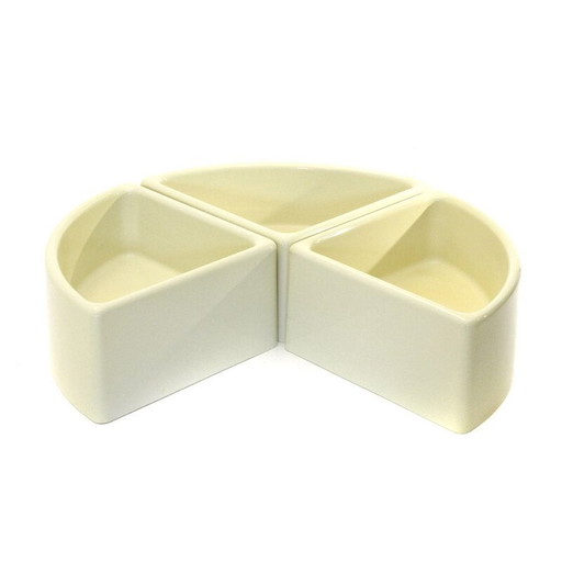 Set van 3 vintage witte plastic bloempotten van Elco, 1970