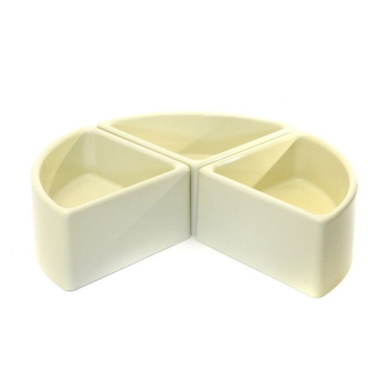 Image 1 of Set van 3 vintage witte plastic bloempotten van Elco, 1970