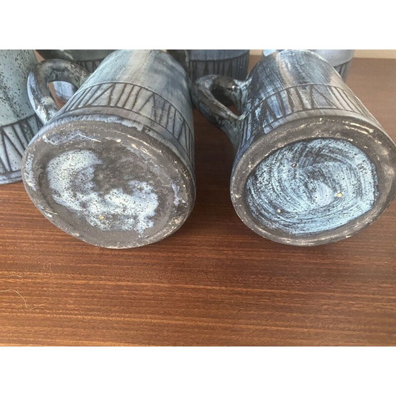 Image 1 of Set van 6 vintage mokken van Jacques Pouchain voor Atelier Dieulefit, 1950