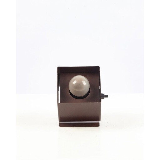 Paar vintage metalen kubus tafellampen, 1960