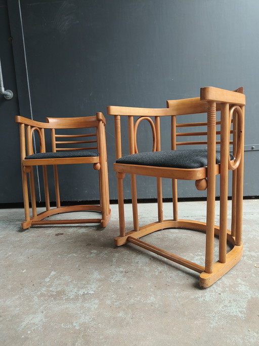 2x Josef Hoffmann Wiener Werkstätte Fledermaus fauteuil