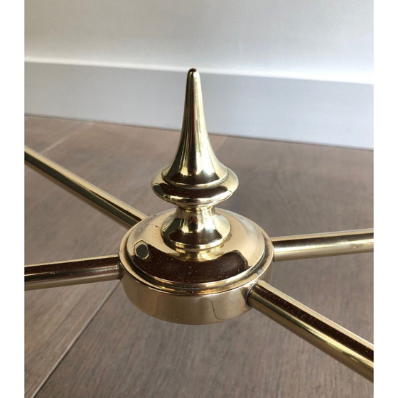 Image 1 of Vintage messing en glazen salontafel voor Maison Ramsay, Frankrijk 1940