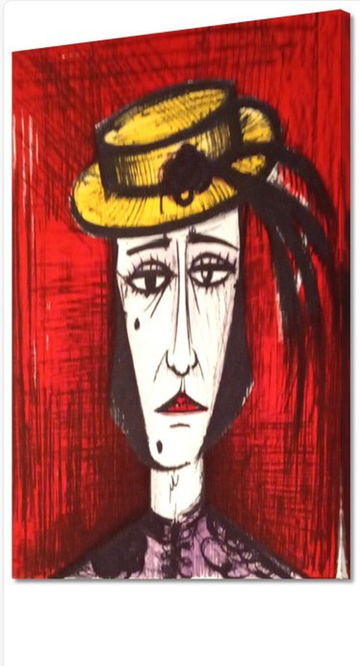 Bernard Buffet ---Femme Avec Chapeau Jaune