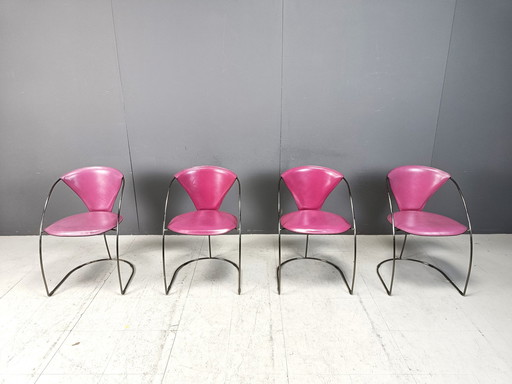 Vintage Roze 'Linda' Eetkamerstoelen Door Arrben, 1980S - Set Van 4