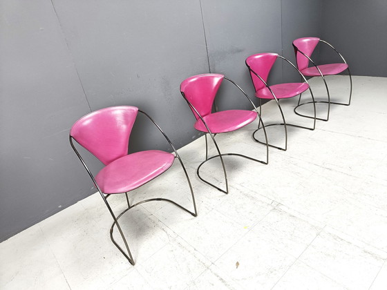 Image 1 of Vintage Roze 'Linda' Eetkamerstoelen Door Arrben, 1980S - Set Van 4